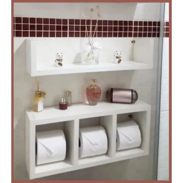 kit para banheiro pre encomenda devido a demanda envio 24h prateleira, nicho, papel higiênico