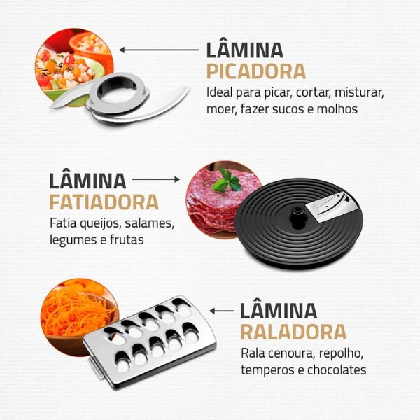 multiprocessador turbo chef 7 em 1, mondial, preto, 1000w, 110v mpn 01 be