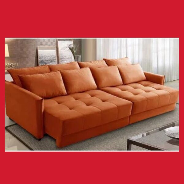 sofá cama retrátil e reclinável molas carol veludo