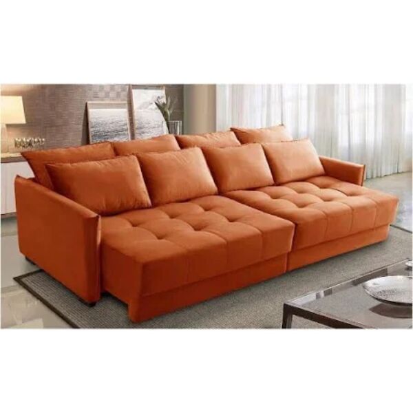 sofá cama retrátil e reclinável molas carol veludo