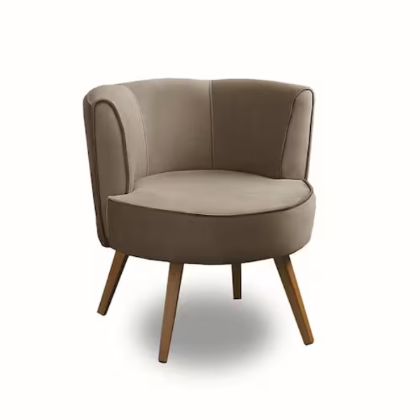 kit 2 poltronas para sala decorativa isa suede cappuccino adonai estofados marrom