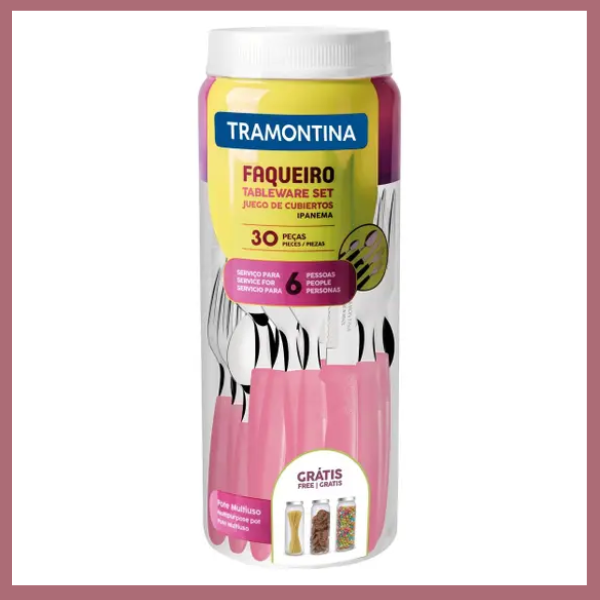 faqueiro tramontina ipanema 30 peças rosa